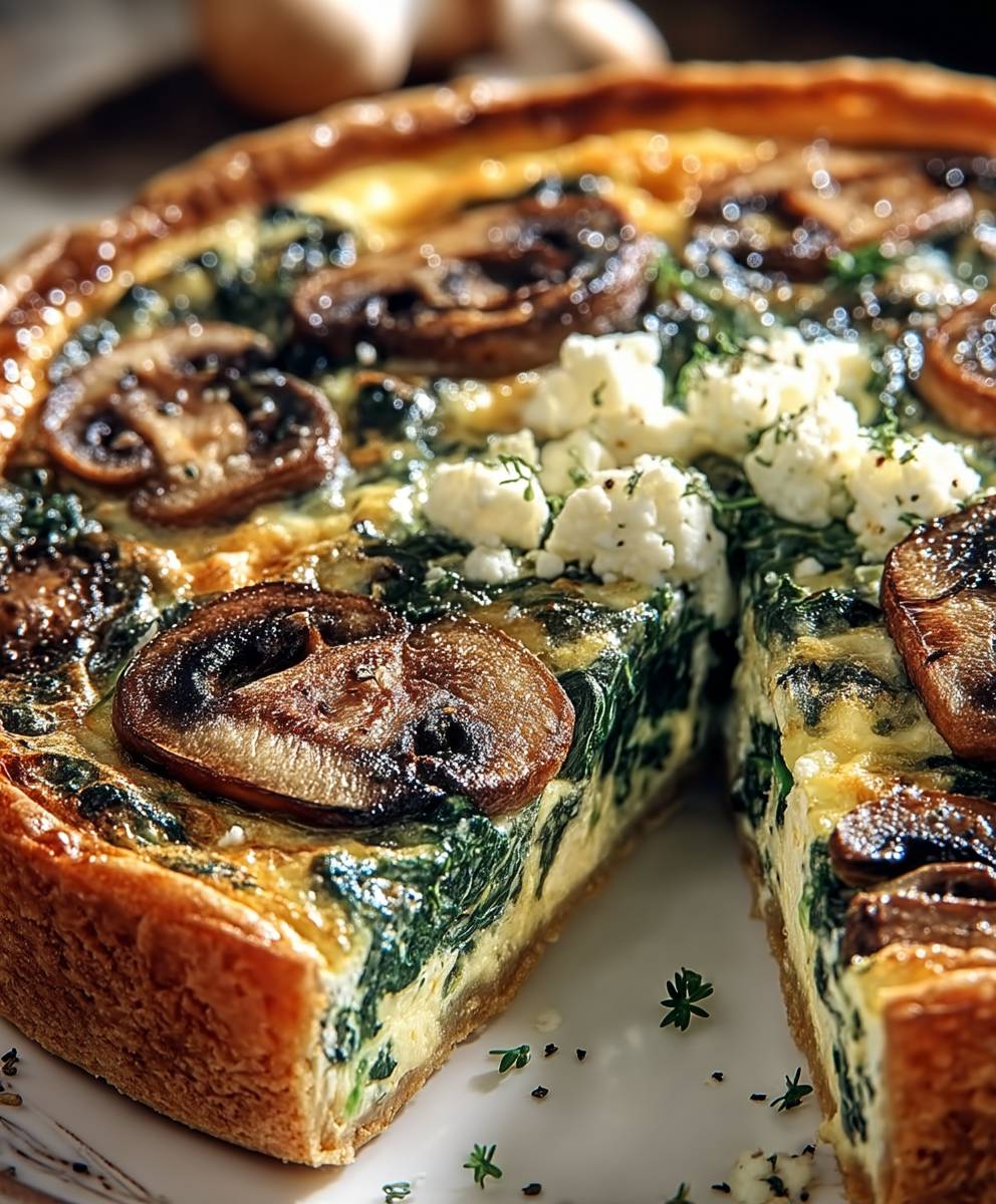 Quiche sans pâte épinards champignons feta