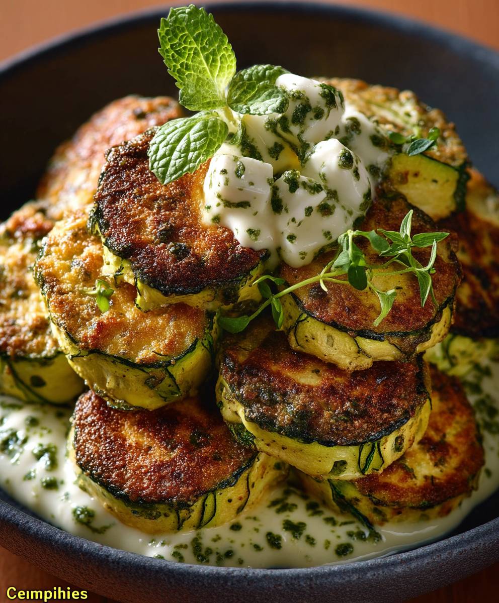 Courgettes feta sauce curry menthe