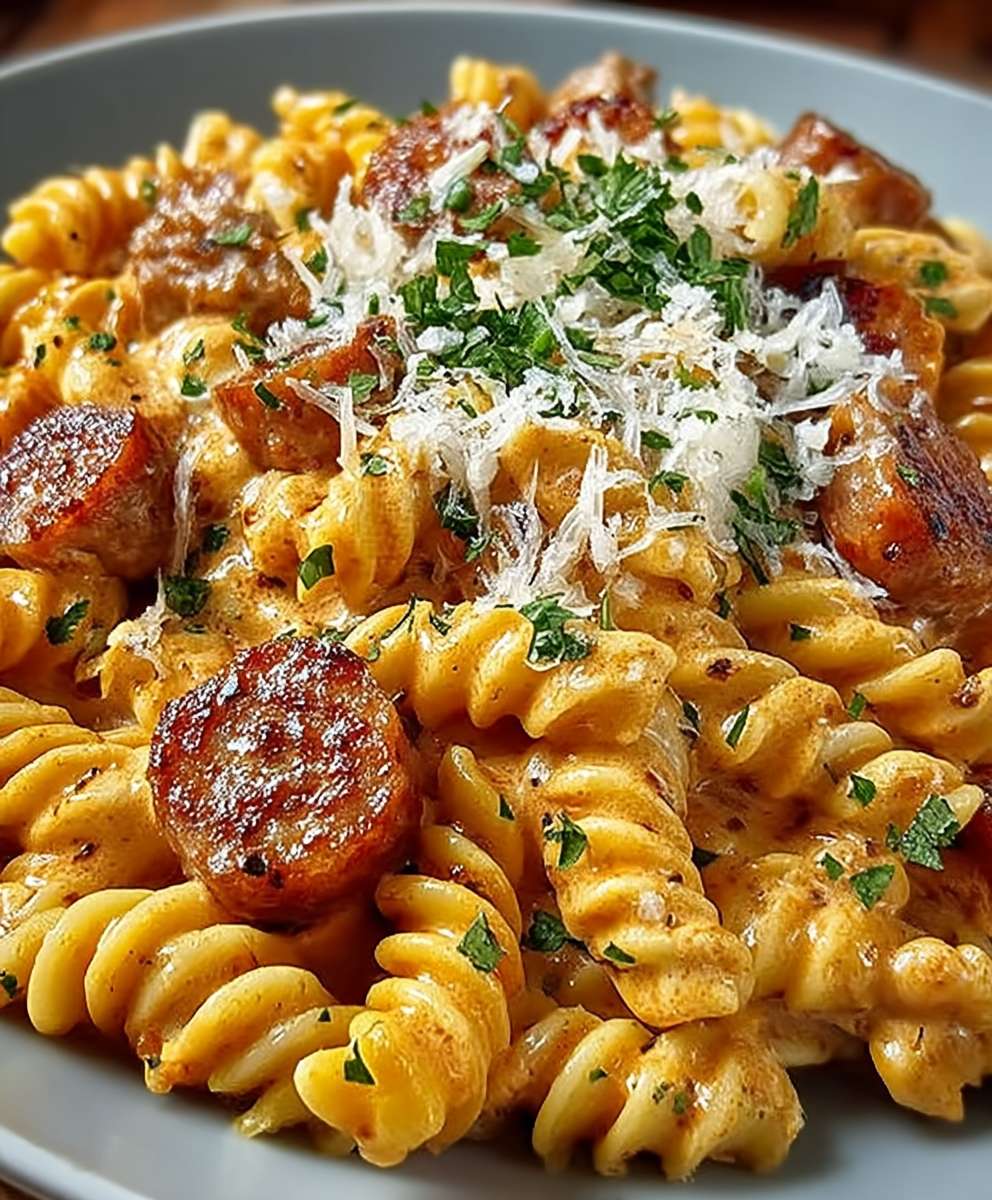 Pâtes rotini saucisse crème