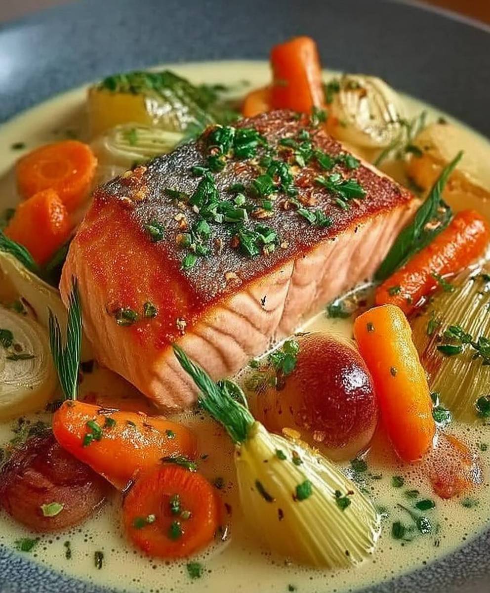 Blanquette saumon poireaux carottes