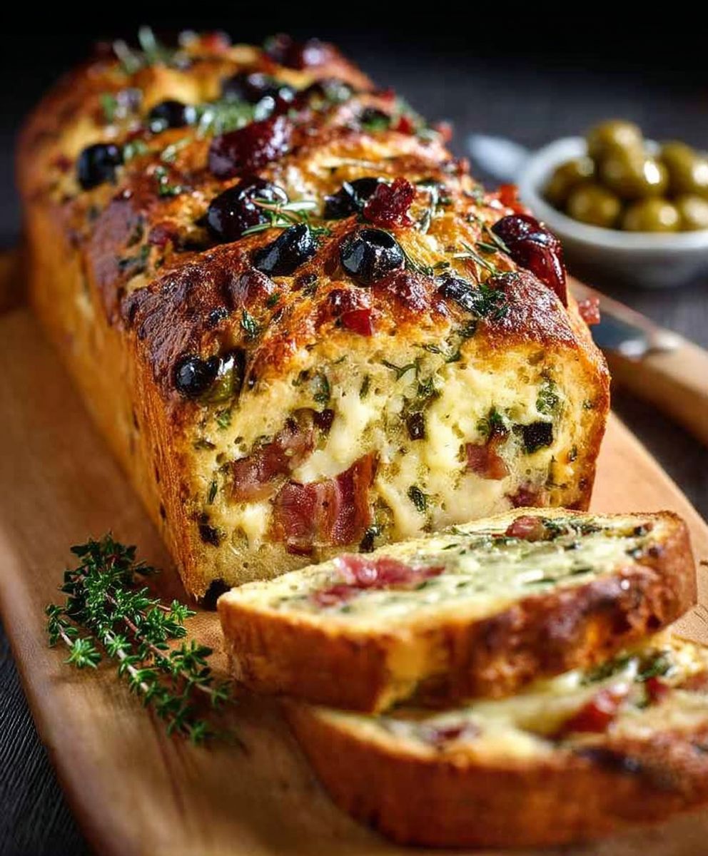 Pain olives bacon fromage