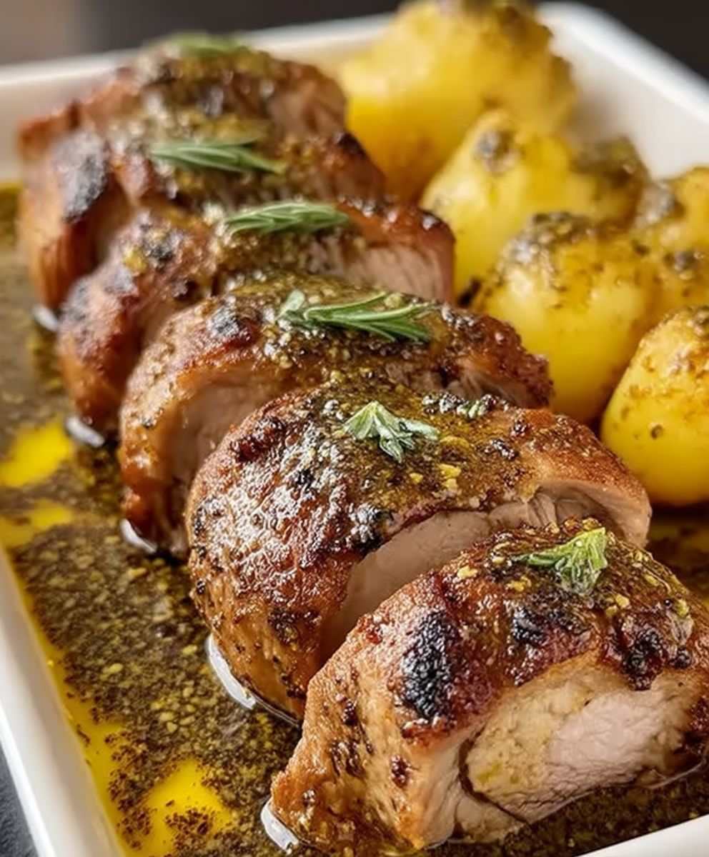 Filet mignon porc rôti moutarde ancienne