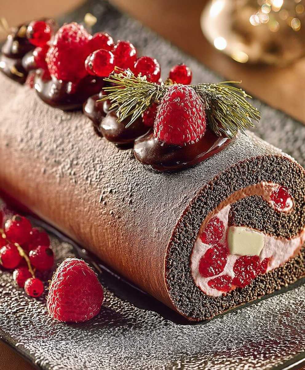 Buche chocolat lait framboises