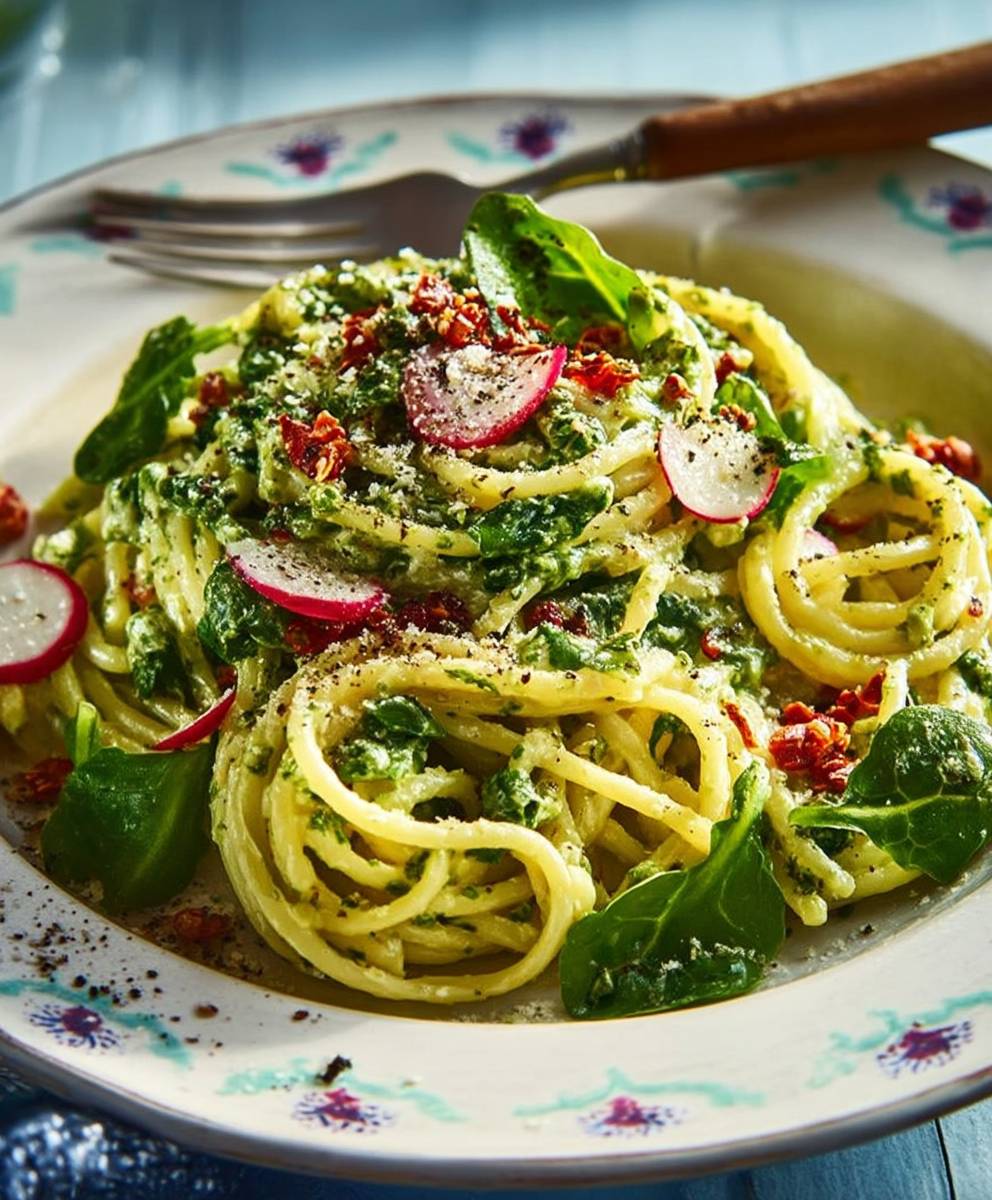 Spaghettis fanes de radis