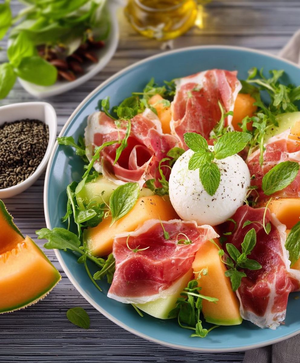 Salade melon jambon cru