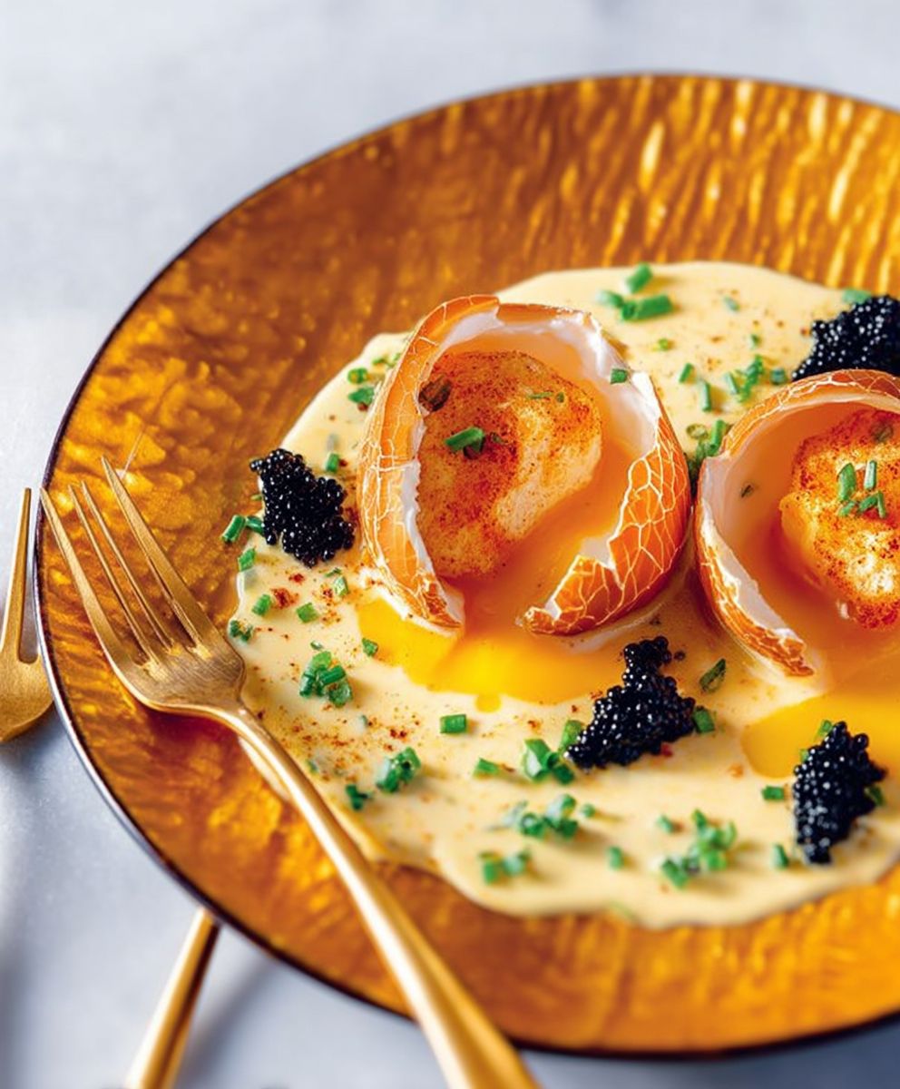 Oeuf mollet frit sauce hollandaise