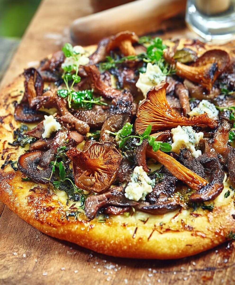 Pizza aux champignons sauvages