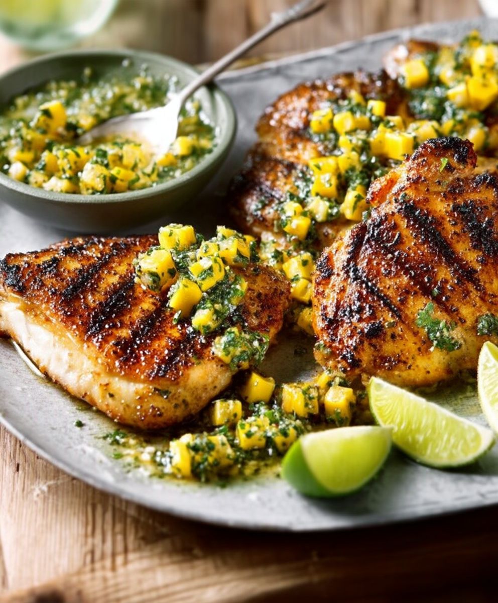 Poulet grillé citron vert coriandre