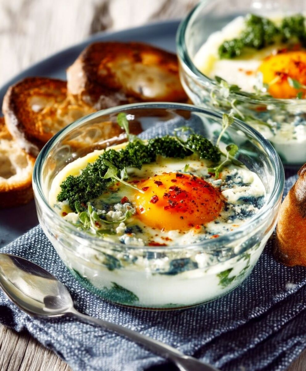 Oeufs cocotte roquefort