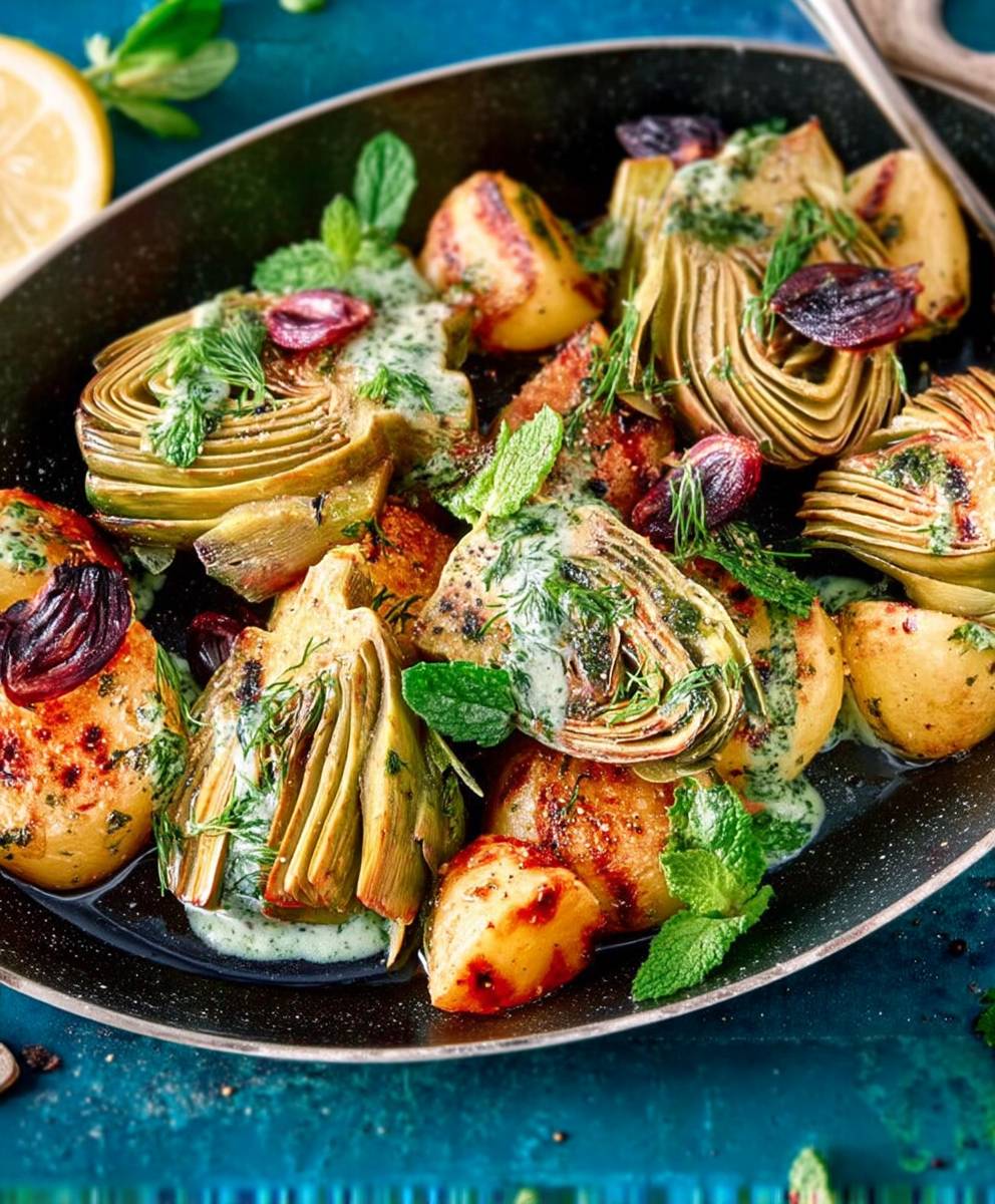 Artichauts et grenailles poêlée