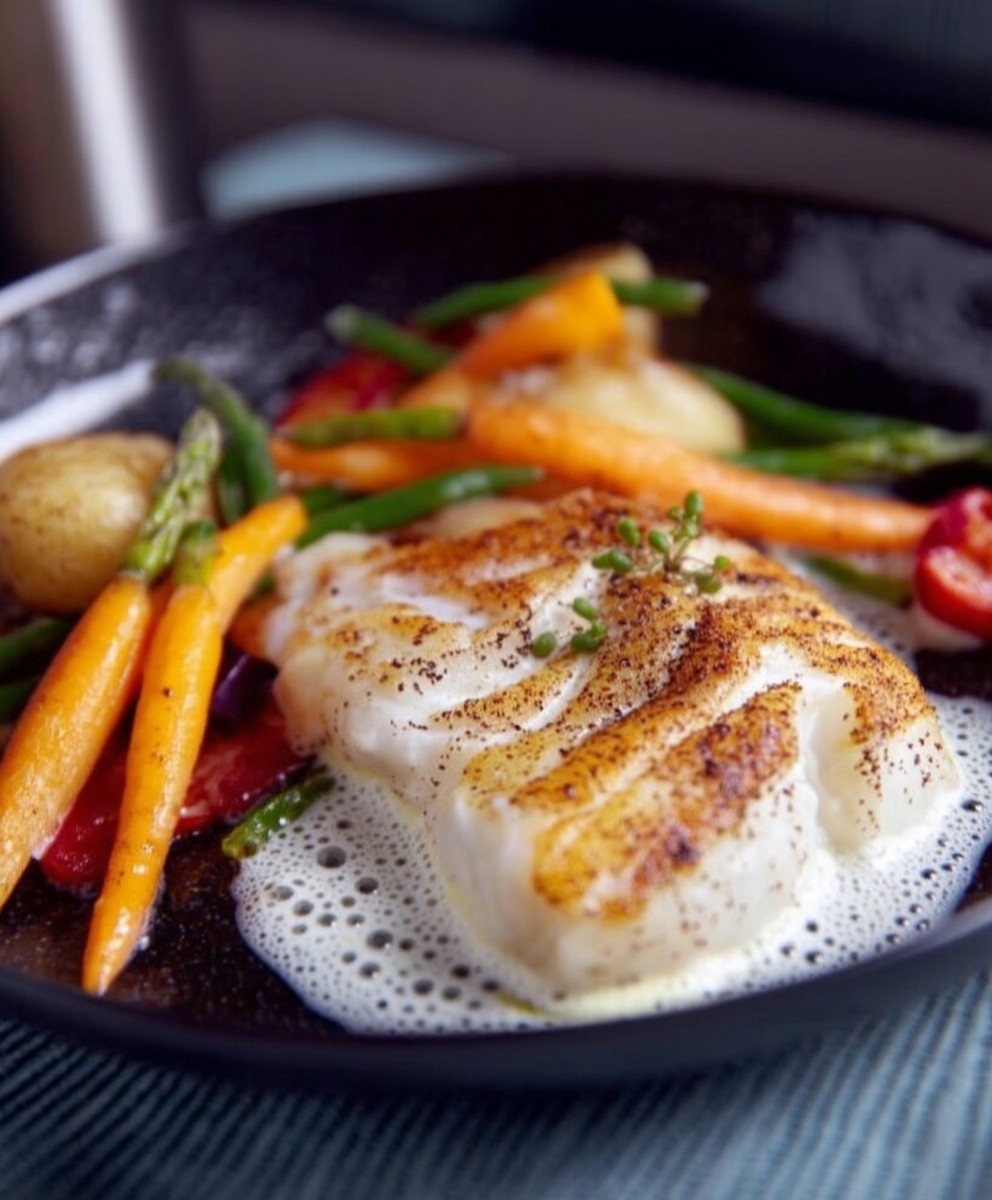 Lotte rôtie crème gingembre