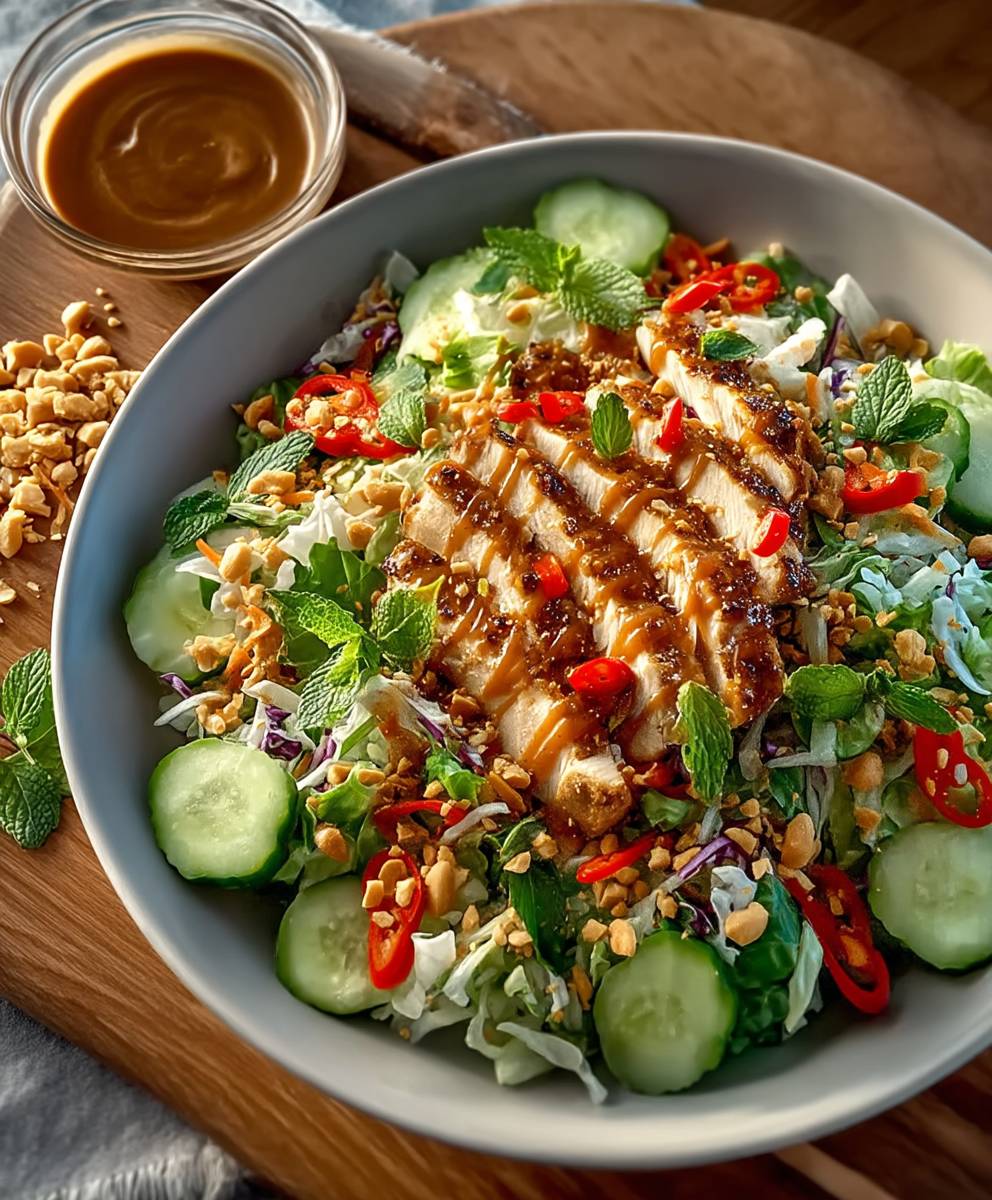 Salade thaïe poulet sauce satay