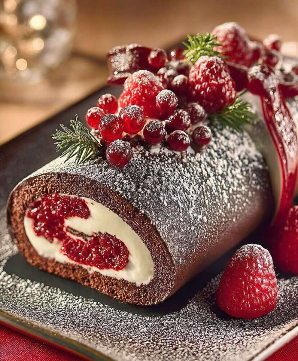 Buche chocolat lait framboises
