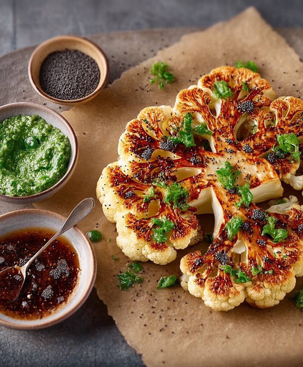 Chou fleur grillé pavot