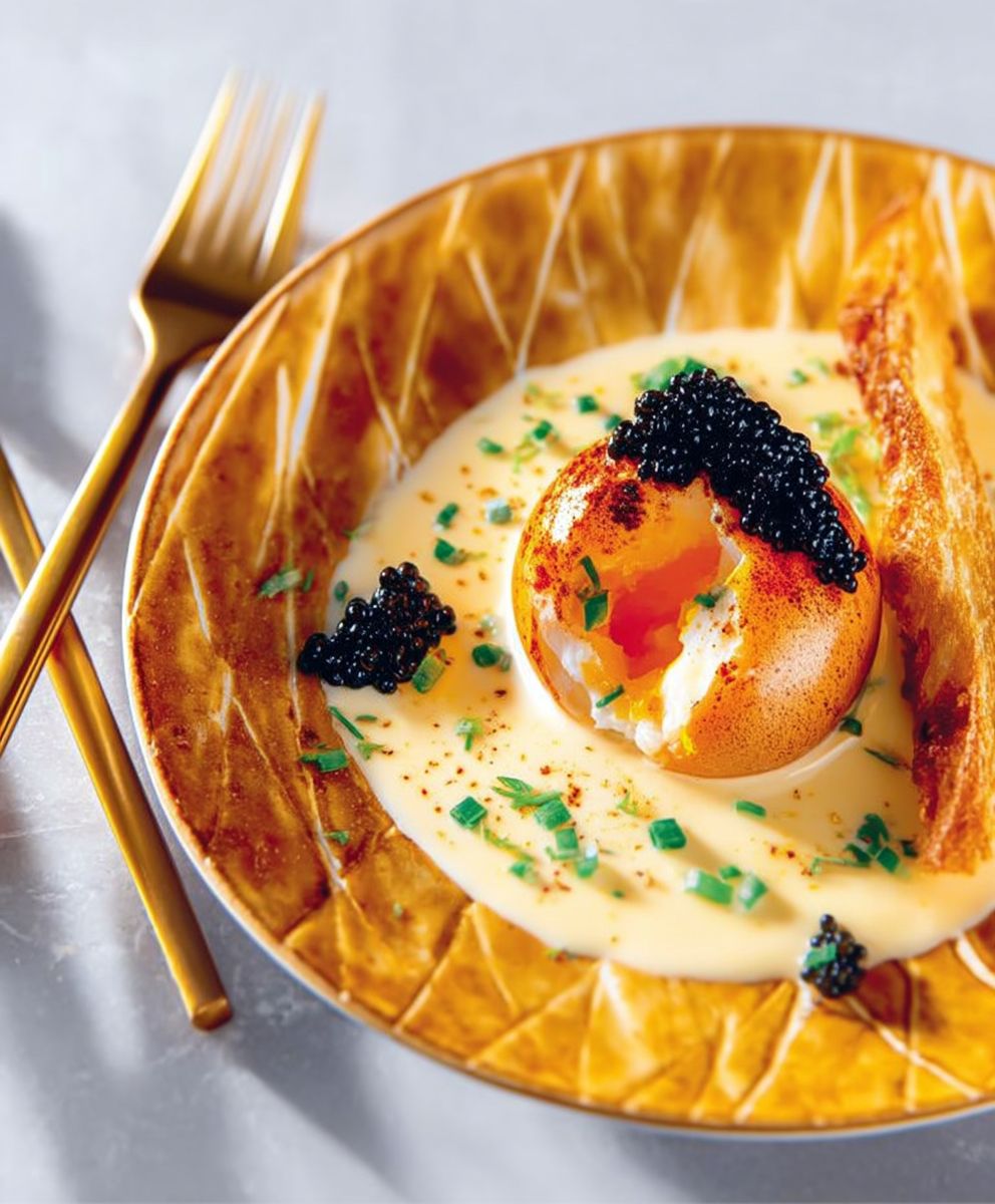 Oeuf mollet frit sauce hollandaise