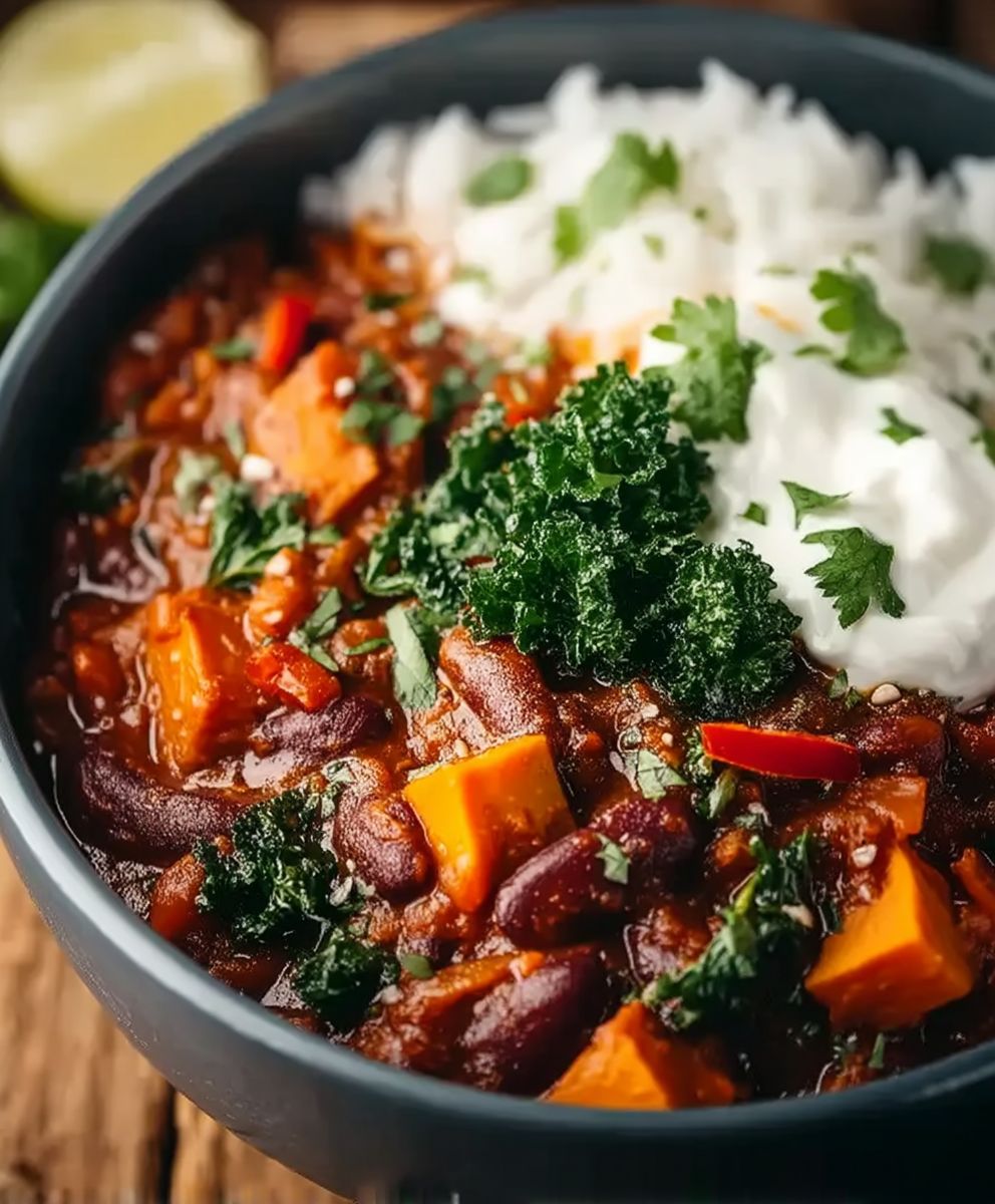 Chili épicé haricots patate douce