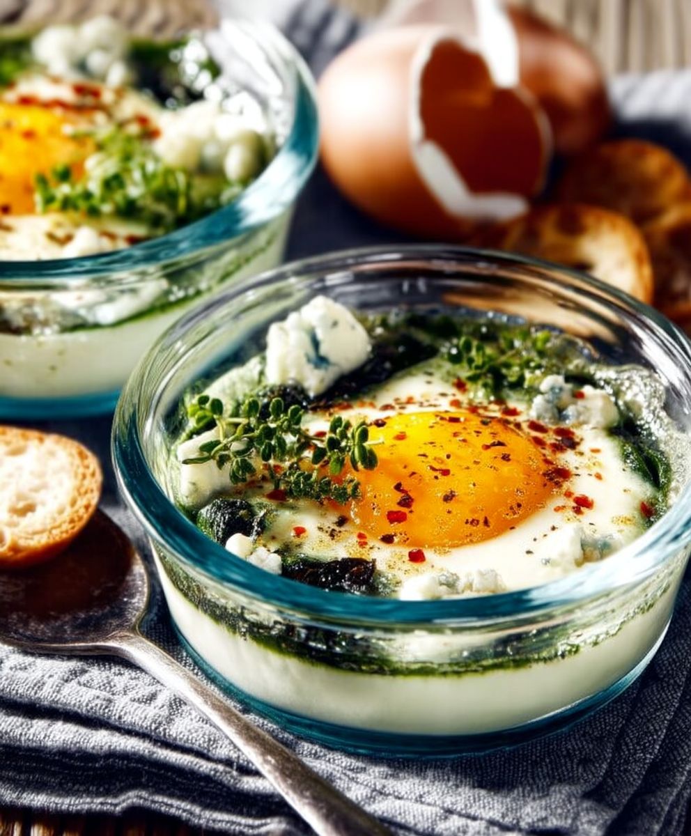 Oeufs cocotte roquefort