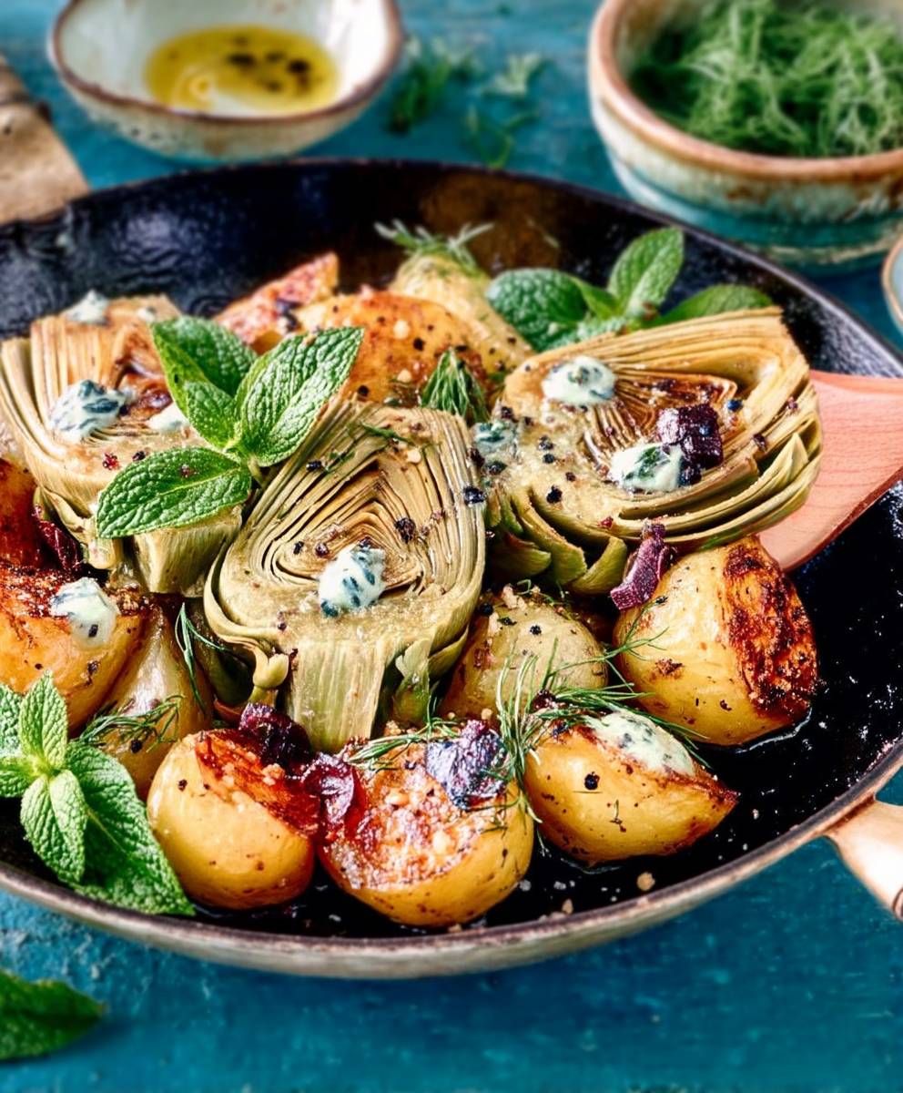 Artichauts et grenailles poêlée