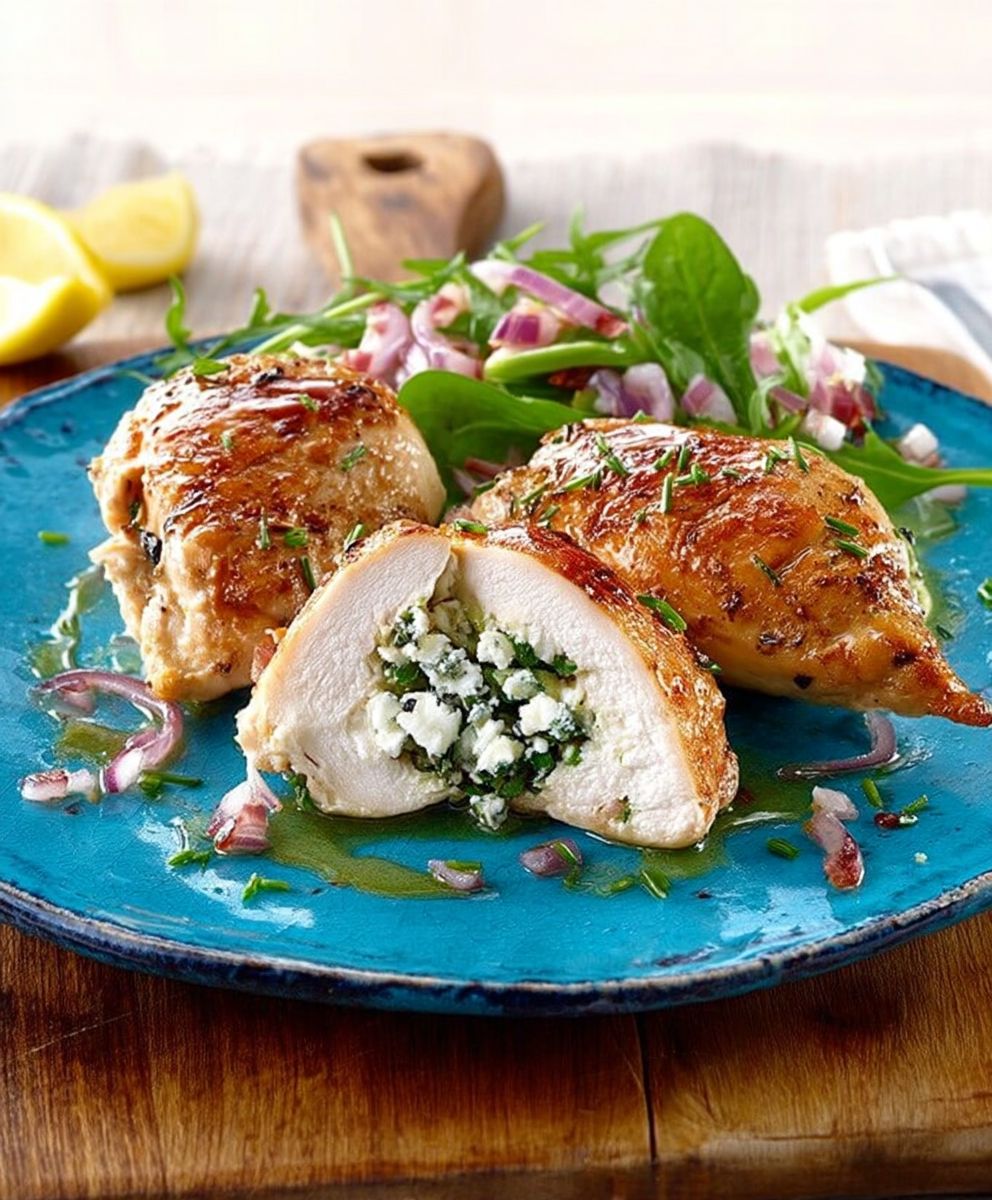 Poulet farci au chèvre