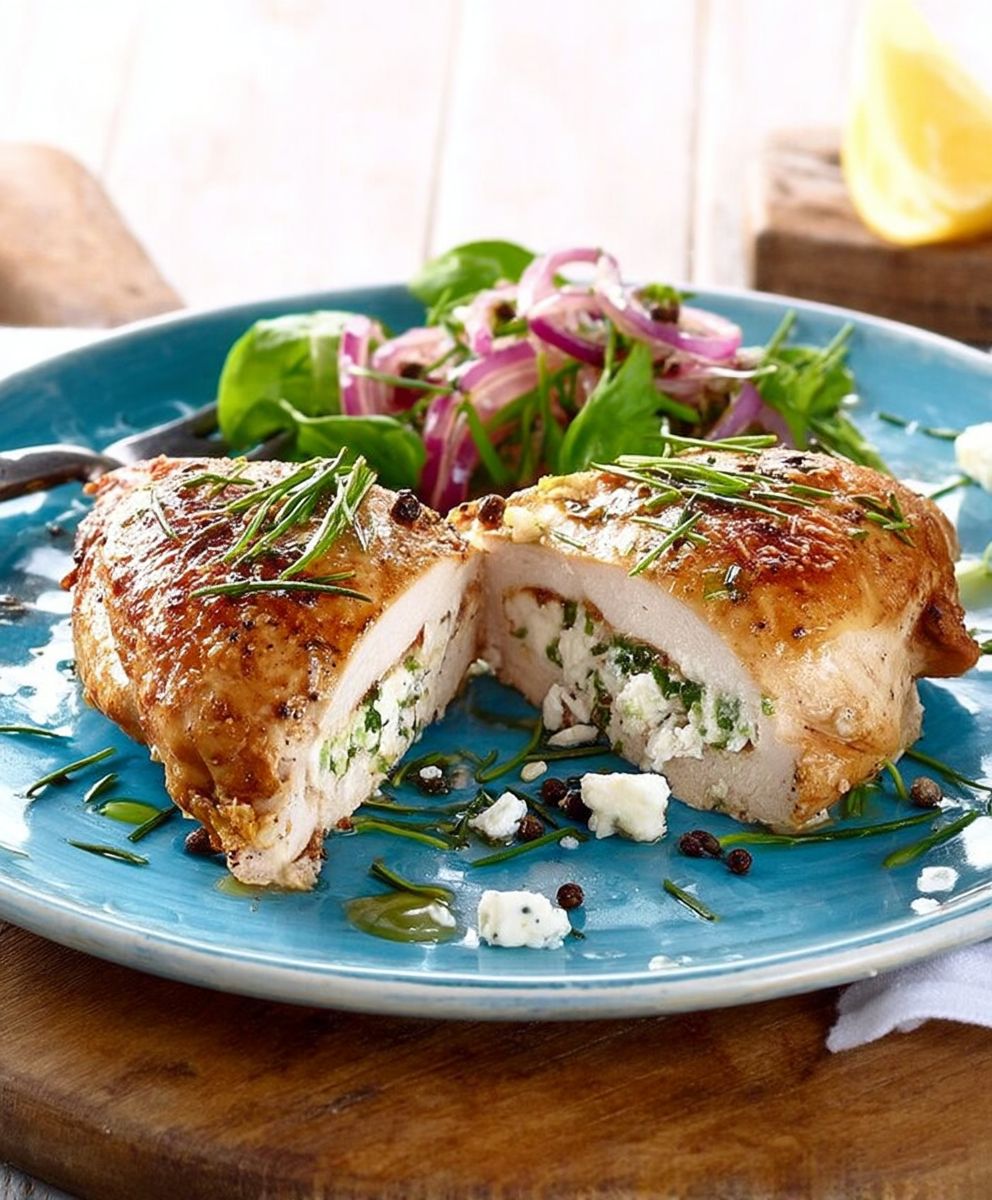 Poulet farci au chèvre