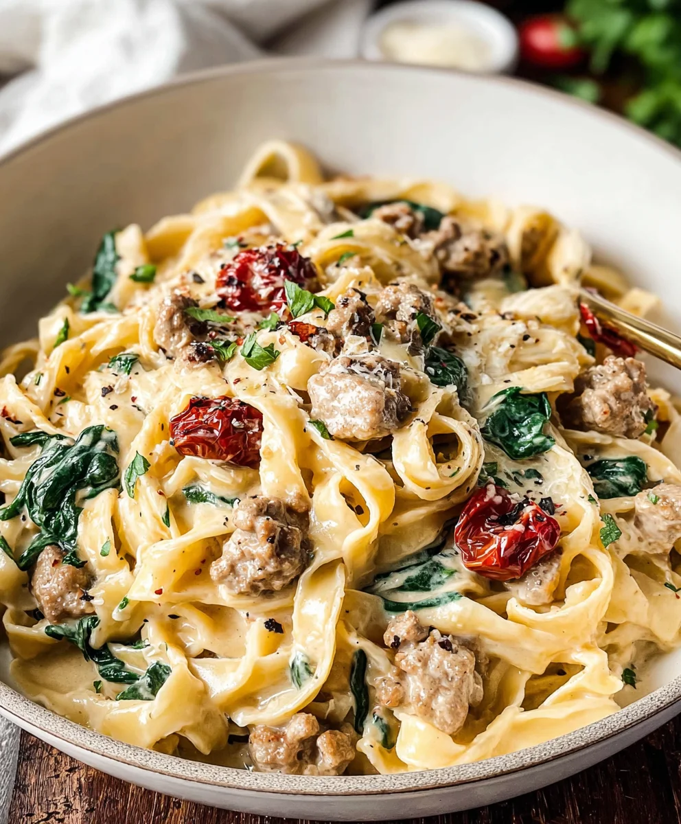 Pâtes Crémeuses Toscane, Saucisse de Bœuf Irrésistible