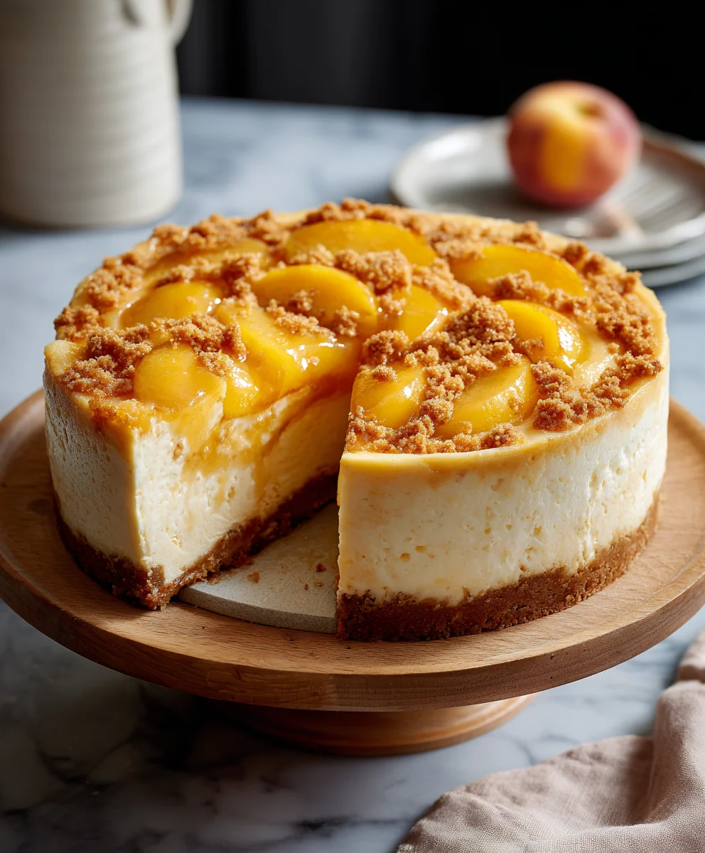 Cheesecake Pêche Crumble : Goût estival et croquant divin