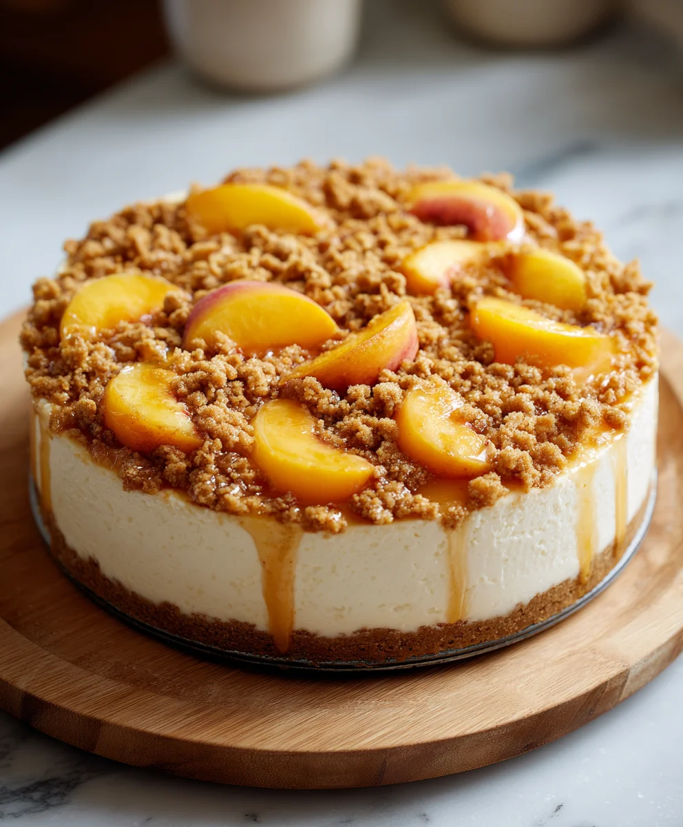 Cheesecake Pêche Crumble : Goût estival et croquant divin