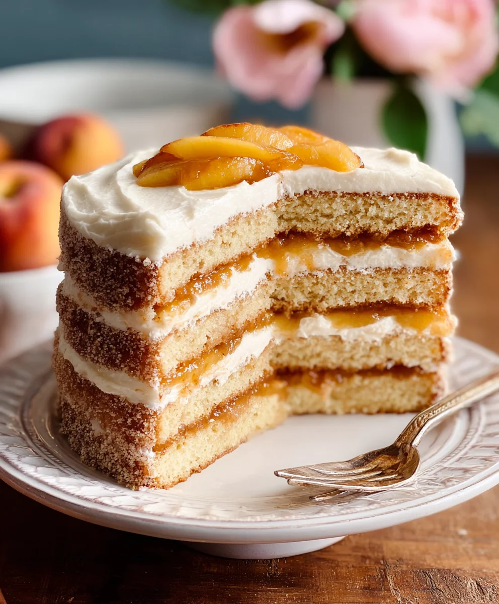 Gâteau à étages cassonade-pêche : la gourmandise sublime