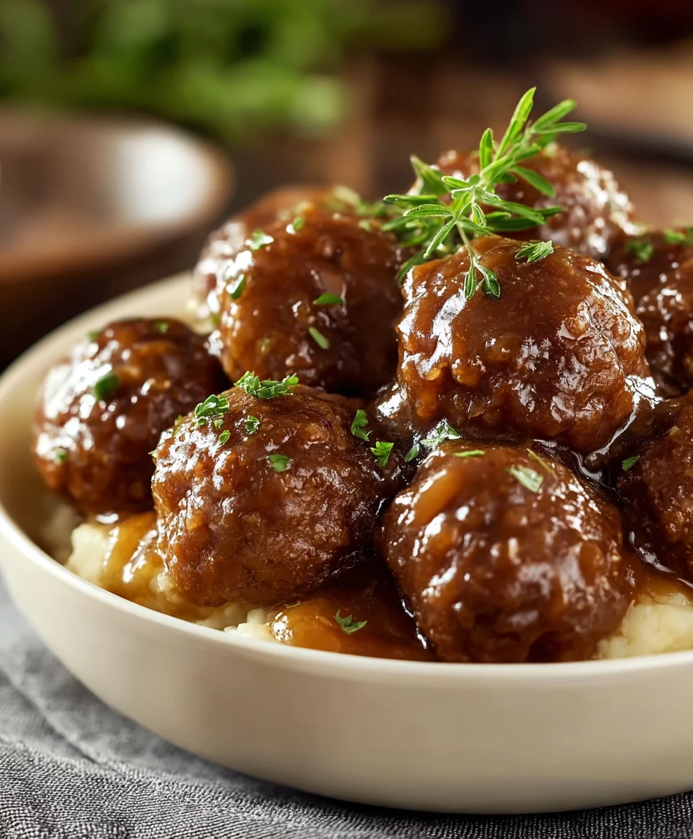 Boulettes de Bœuf Savoureuses Oignon Français Mijotées