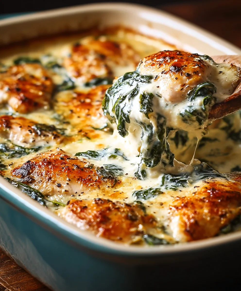Gratin de Poulet Fromagé aux Épinards & Crème de Fromage
