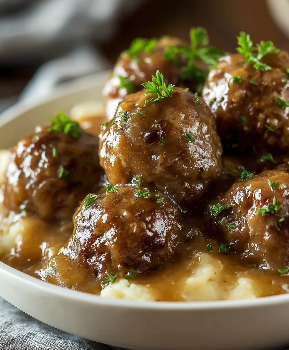 Boulettes de Bœuf Savoureuses Oignon Français Mijotées