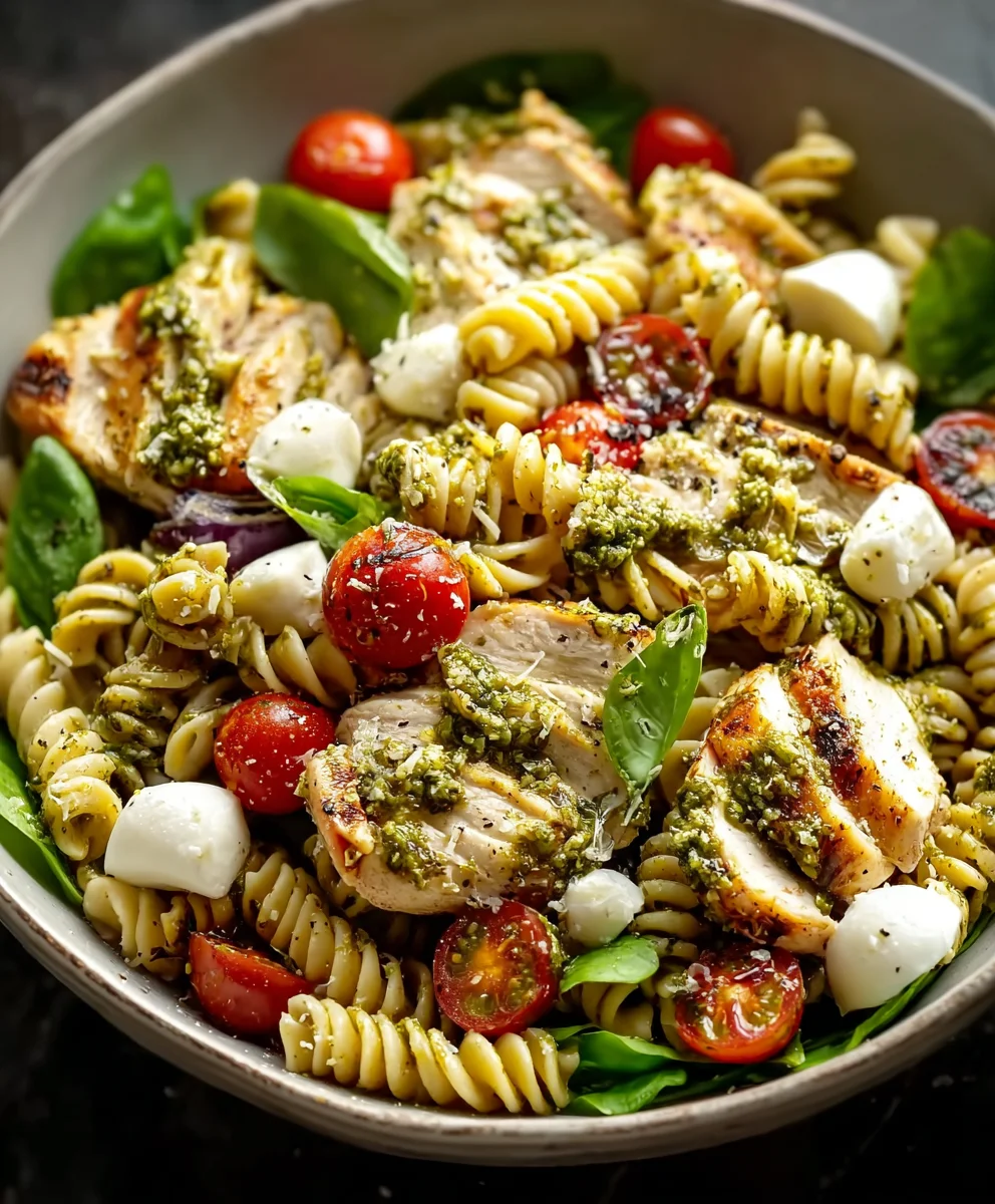 Délicieuse Salade Pâtes Pesto Poulet : Simple & Rafraîchissante