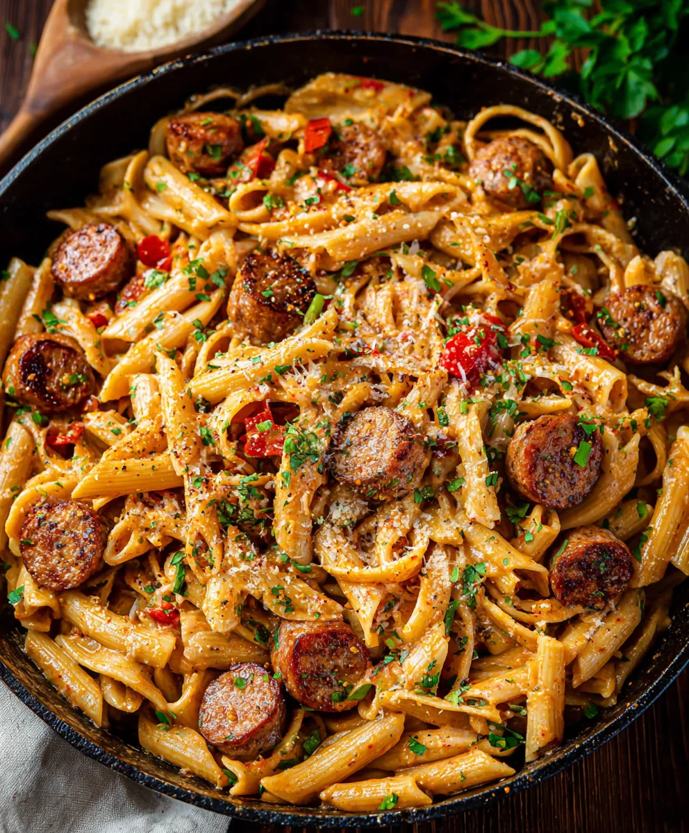 Pâtes Crémeuses & Épicées Saucisse de Bœuf Cajun Express