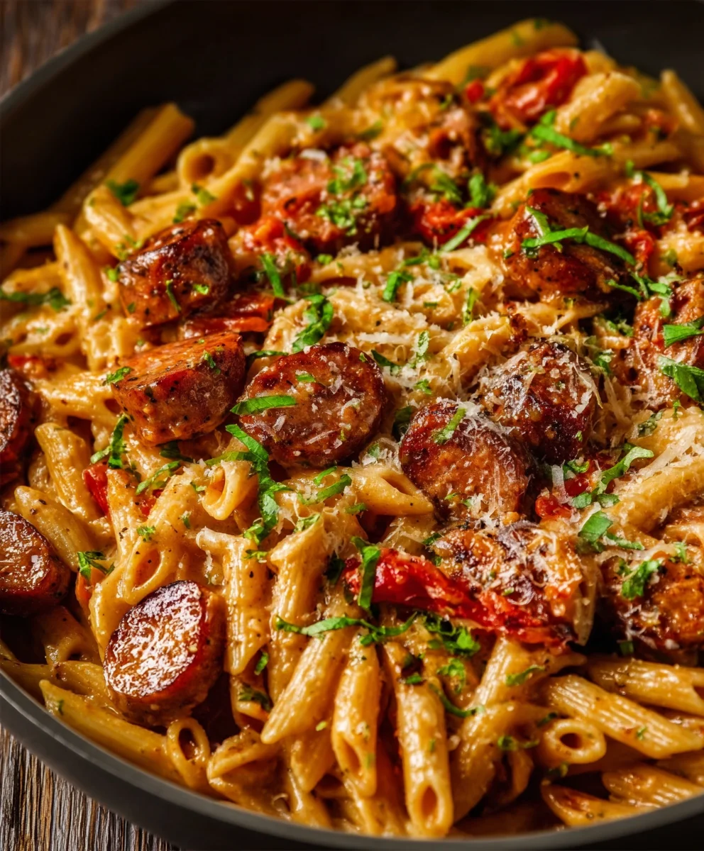 Pâtes Crémeuses Saucisse de Bœuf Cajun : Saveurs Authentiques