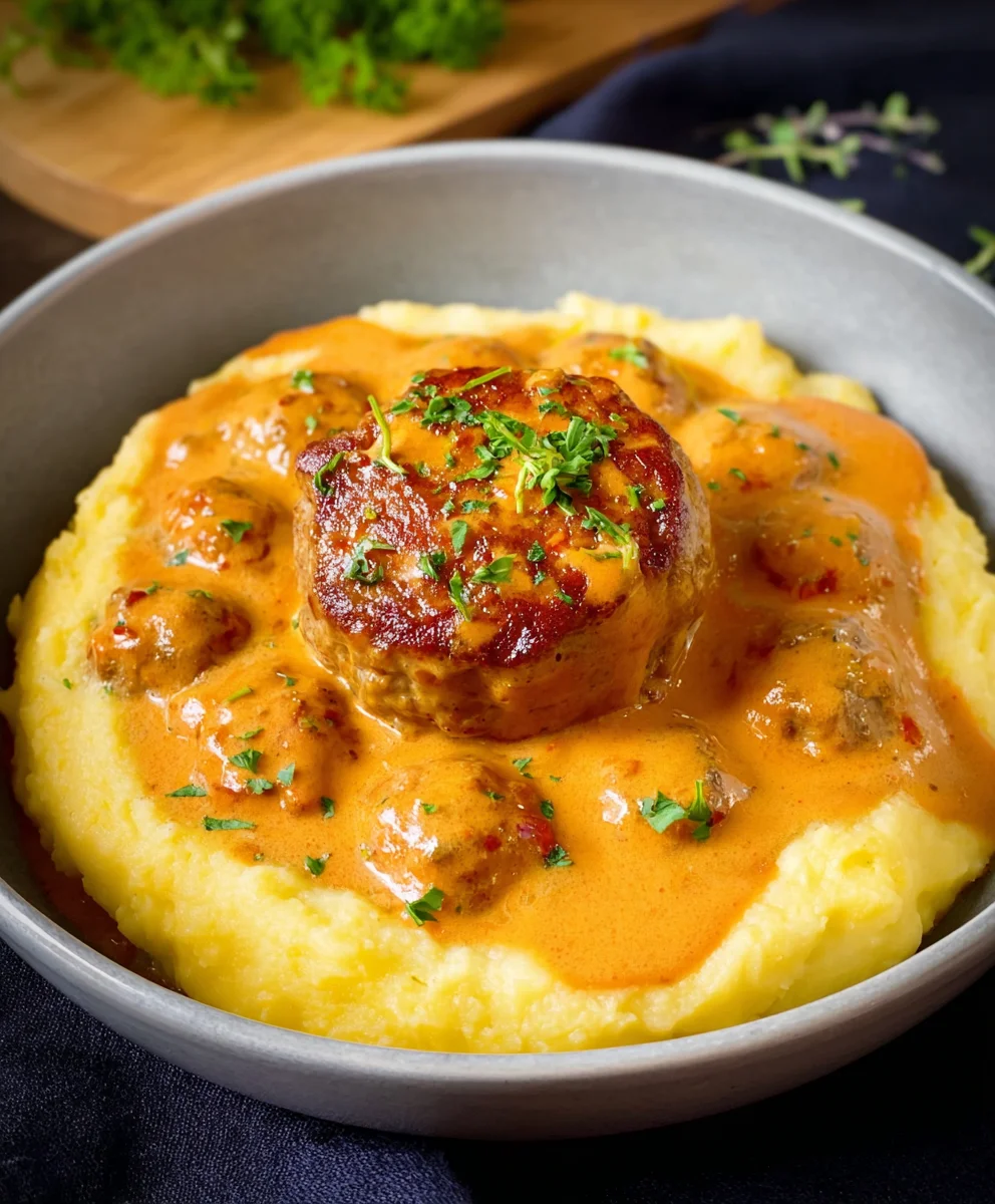 Hackbällchen de Bœuf en Sauce Crémeuse & Purée GOURMANDE