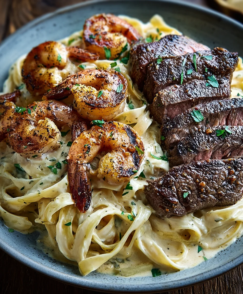 Bœuf & Crevettes Alfredo Noircis Épicés: Un Délice!