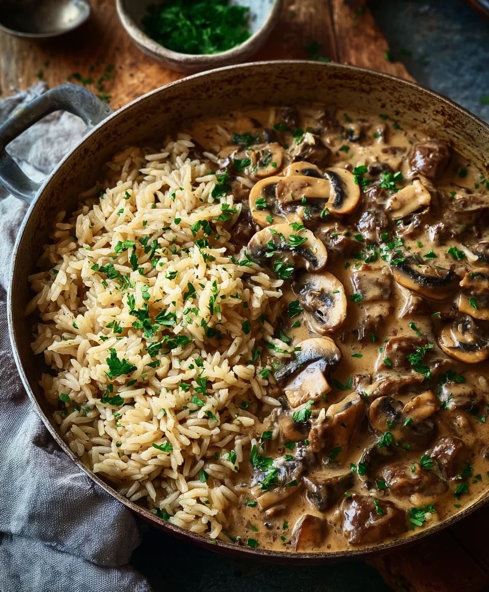 Bœuf Stroganoff Champignons Riz Complet Facile