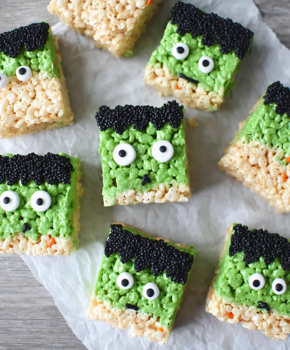 Frankenstein Recette : Bonbons Riz Soufflé Halloween Facile