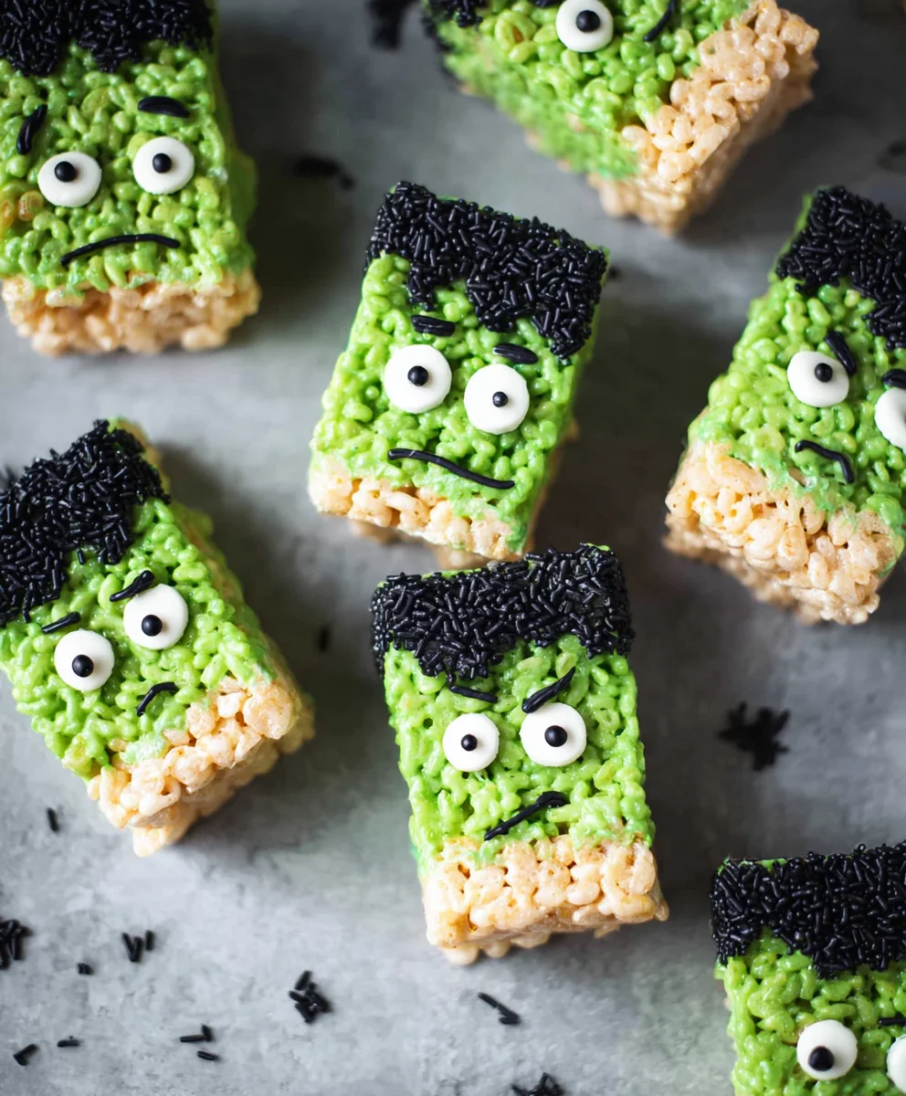 Frankenstein Recette : Bonbons Riz Soufflé Halloween Facile